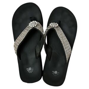 Isabella size XL Women's Black and Silver Embellished Sandals/Flip Flops , bling